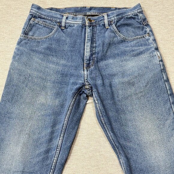 Key Jeans Mens Blue Denim Straight Leg Pants Flannel Lined Pockets Size 34X32 - Picture 4 of 12